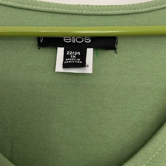 New  Elos Green tiered cotton blend Short sleeved dress in size 22/24 (1x) nwt - Picture 2 of 6